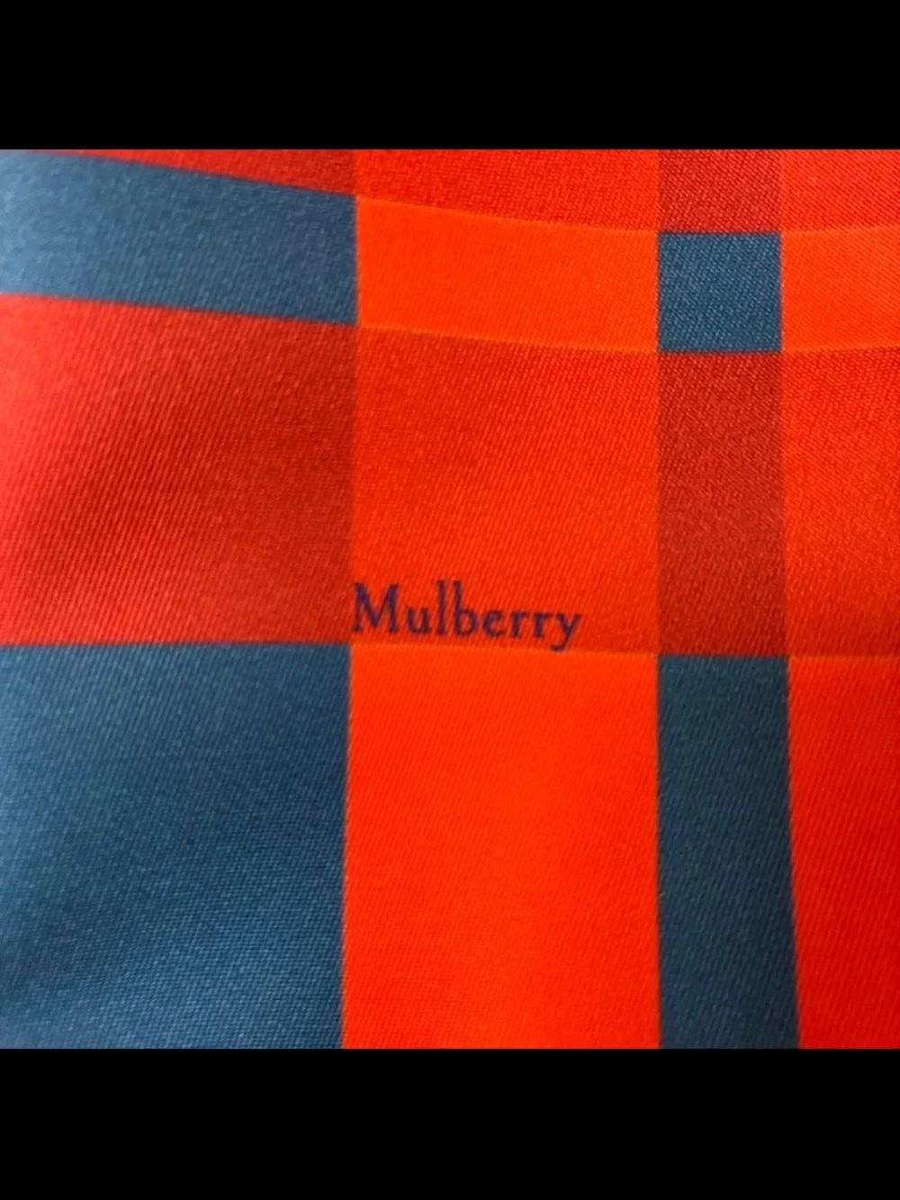Mulberry Red and Blue Plaid Leather-Trim Toiletry Bag